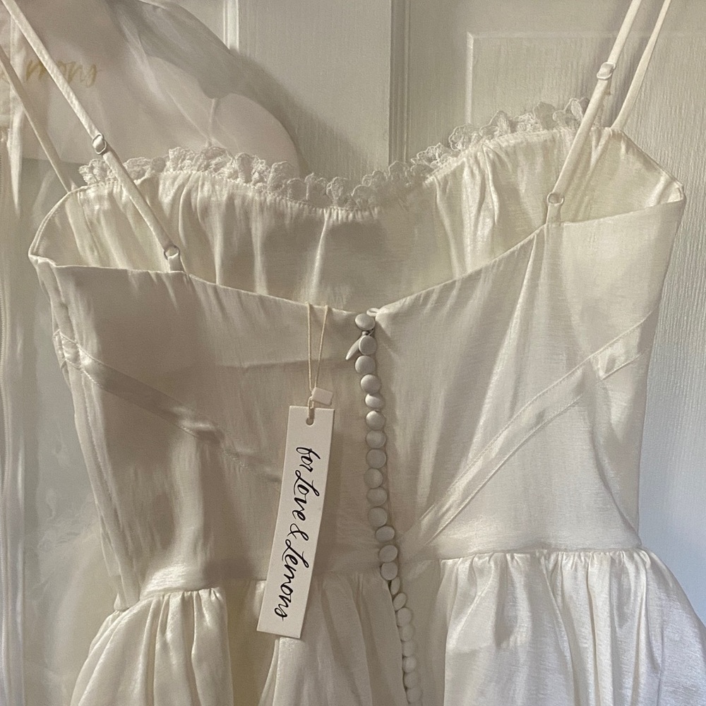 For Love And Lemons Evelyn White Satin Dress with Cover - Picture 8 of 8